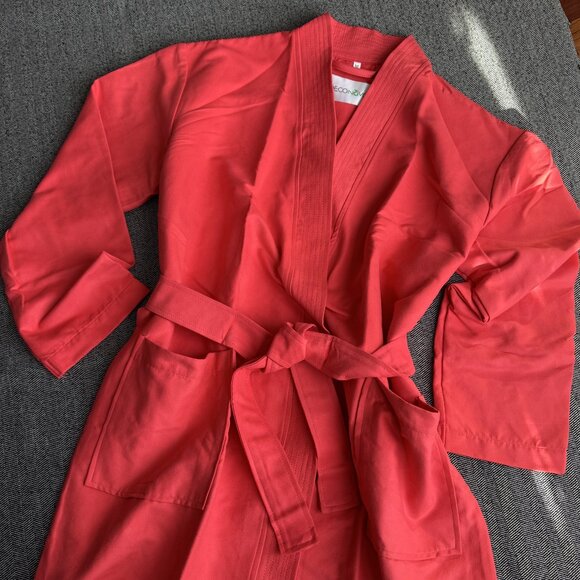NEW Red Unisex Wrap Robe Soft Microfiber - Picture 9 of 15
